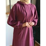 Kapüşonlu Cepli Örme Elbise 2401 Navra | Fendel - Lila - 46 - 48