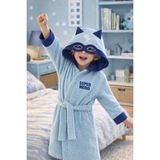 Kapüşonlu Çocuk Bornoz Pamuklu Erkek Bebek Çocuk Bornozu Süperkahraman Hero Mavi - Koyu Mavi - 1 - 2 Yaş