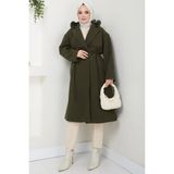 Kapüşonlu Kaşe Mont 120 cm - Haki - 42