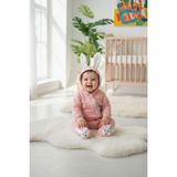 Kapüşonlu Kulak Detaylı Tavşan Baskılı Pembe Bebek Tulumu (0-12 Ay) - 9 - 12 Ay