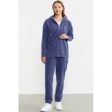 Kapüşonlu Polar Tunik Eşofman Takım - Indigo