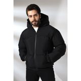 Kapüşonlu Unisex Yağmur Rüzgar Geçirmez Bomber Oversize Mont Ceket Kaban Waterproof - Siyah