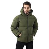 Kapüşonlu Unisex Yağmur ve Rüzgar Geçirmez Bomber Oversize Mont | Su İtici, Fermuarlı, Astarlı, Lastikli Bel-Zeno-01-HAKİ-S