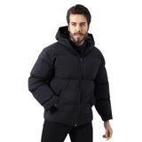 Kapüşonlu Unisex Yağmur ve Rüzgar Geçirmez Bomber Oversize Mont | Su İtici, Fermuarlı, Astarlı, Lastikli Bel-Zeno-01-SİYAH KAP-L