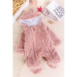 Kapüşonlu Welsoft Peluş Kışlık Kız/erkek Bebek Tulum - Gül Kurusu - 3 - 6 Ay