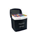 KAPVOE 48 Adet Çift Uçlu Touch Marker Art Tasarım Keçeli Kalem Boya Seti Çanta