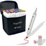 Kapvoe 48’li Çift Uçlu Touch Marker Art Tasarım Kurecolor Twin Marker Kalem Seti Taşınabilir Çanta