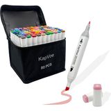 Kapvoe 80’li Çift Uçlu Touch Marker Art Tasarım Kurecolor Twin Marker Kalem Seti Taşınabilir Çanta