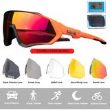Kapvoe Değişebilir 5 Lens Mtb Polarize Bisiklet Spor Dağ Kayak Gözlüğü - Standart - Turuncu