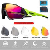 Kapvoe Değişebilir 5 Lens Mtb Polarize Bisiklet Spor Dağ Kayak Gözlüğü - Yeşil - Standart