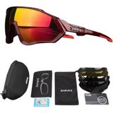 Kapvoe Hailstones Değişebilir 5 Lens Mtb Polarize Bisiklet Spor Dağ Kayak Gözlüğü - Bordo - Turuncu - 1