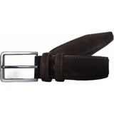 Kar-Pa %100 Deri Kahverengi Süet Kumaş Pantolon Kemeri 3.5 cm - 110 cm - 028-Kahverengi