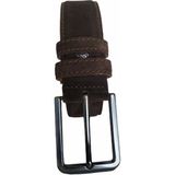 Kar-Pa %100 Deri Kahverengi Süet Kumaş Pantolon Kemeri 3.5 cm - 135 cm - 028-Kahverengi