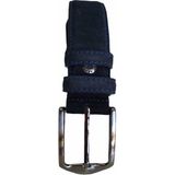Kar-Pa %100 Deri Lacivert Süet Kumaş Pantolon Kemeri 3.5 cm - 130 cm - 021-Lacivert