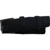 Kar-Pa %100 Deri Siyah Süet Kumaş Pantolon Kemeri 3.5 cm - 125 cm