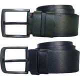 Kar-Pa Deri 2'li Set Kot Pantolon Kemeri 4.5cm Siyah,yeşil - 115 cm - Yeşil - Siyah