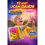 KAR TANESİ 12'li Uçan Daire Oyuncak Seti Karne Hediyesi Okul Hediyelik Doğum Günü UFO Fırıldak