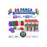 KAR TANESİ 24 Parça Okul Dağıtmalık Seti 12 Stres Yayı + 12 Baloncuk Tüpü Karne Doğum Günü Hediyelik