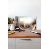 Kar Tanesi Cam Kesme Tahtası, Silikon Ayaklı, Isıya Kırılmaya Dayanıklı, Sunum Kesim Tablası - 30 x 45 cm