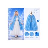 Kar Tanesi Desenli Mavi Elsa Pelerini - Astarlı Frozen Pelerini 85 cm (5047) HTC125047892070415033939