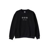 Kar Tanesi Desenli Siyah Bisiklet Yaka Sweatshirt