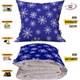 Kar Tanesi Desenli Tv Battaniyeli Opsiyonel Dekoratif Yastık Kırlent 2 In 1 Battaniye - 115 x 170 cm - Renkli