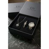 Kar Tanesi Figürlü Kolye Ve Bileklikli Gümüş Metal Kordon Kadın Kol Saati Kutulu Hediye Seti Gümüş Silver