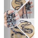 Kar Tanesi Obsidyen Taşı 99luk Tesbih 8mm (5640)