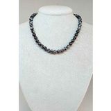 Kar Tanesi Obsidyen Taşı Kolye 8mm (Klipsli)