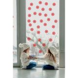 Kar Tanesi Pencere Süsü, 40 Adet Yılbaşı Dekorasyon Sticker, 6x6 cm, Çocuk Odası ve Cam Yüzeyler için Kış Temalı Yapışkanlı Süsleme Seti (Kırmızı)