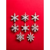 Kar Tanesi Yılbaşı Ağacı Süsleri - 8'li Set/Karışık Desenli Kar Tanesi Yılbaşı Ağacı Süsleri - 8'li Set (5x5 cm)(BİYOPLASTİK)