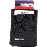 Kara Deri Karya Deri Unisex Mekanizmalı Kartlık Cüzdan 00600 - Siyah Desenli