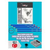 kara kalem çizim seti 14X20 CM A5 90 gr defter 40 SAYFA hb-2b-3b-5b-6b kalem hamur silgi herboy