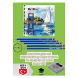 kara kalem çizim seti 15X15 CM 300 gr defter 12 SAYFA hb-2b-3b-5b-6b kalem hamur silgi herboy