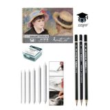 KARA KALEM ÇİZİM SETİ 160 GR A4 ESKİZ DEFTERİ 3 ADET KALEM 1 ADET SİLGİ 6 LI PASTEL DAĞITICI