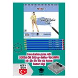 kara kalem çizim seti 20X20 CM 200 gr defter 40 SAYFA hb-2b-3b-5b-6b kalem hamur silgi herboy