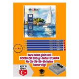 kara kalem çizim seti 20X20 CM 300 gr defter 12 SAYFA hb-2b-3b-5b-6b kalem hamur silgi herboy