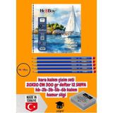 Kara Kalem Çizim Seti 20X20 cm 300 gr Defter 12 Sayfa Hb-2b-3b-5b-6b Kalem Hamur Silgi