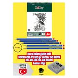 kara kalem çizim seti 20X30 CM A4 120 gr defter 30 SAYFA hb-2b-3b-5b-6b kalem hamur silgi herboy