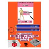 Kara Kalem Çizim Seti 20X30 cm A4 200 gr Defter 40 Sayfa Hb-2b-3b-5b-6b Kalem Hamur Silgi