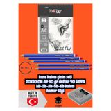 kara kalem çizim seti 20X30 CM A4 90 gr defter 40 SAYFA hb-2b-3b-5b-6b kalem hamur silgi herboy
