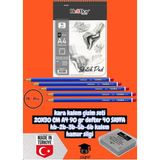 Kara Kalem Çizim Seti 20X30 cm A4 90 gr Defter 40 Sayfa Hb-2b-3b-5b-6b Kalem Hamur Silgi