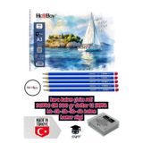 kara kalem çizim seti 30X40 CM A3 300 gr defter 12 SAYFA hb-2b-3b-5b-6b kalem hamur silgi herboy
