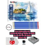 Kara Kalem Çizim Seti 30X40 cm A3 300 gr Defter 12 Sayfa Hb-2b-3b-5b-6b Kalem Hamur Silgi