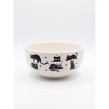 Kara Kedi Tasarımlı Krem Seramik Kase - Hediye Seramik Kase