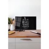 Kara Tahta My Kitchen My Rules Cam Kesme Tahtası Silikon Ayaklı, Kırılmaya Dayanıklı, Sunum Tablası - 23 x 35 cm