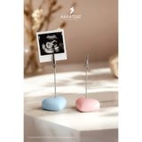 KARA TEKE COLLECTIONS 2'li Beton Kalp Masaüstü Not Ve Fotoğraf Tutucu Not Tutacağı – Aligator Klipsli - Bebe Mavisi & Pembe