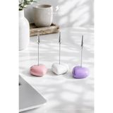 KARA TEKE COLLECTIONS 3'lü Beton Kalp Masaüstü Not Ve Fotoğraf Tutucu Not Tutacağı – Aligator Klipsli - Pembe, Beyaz & Mor