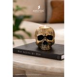 KARA TEKE COLLECTIONS Modern Dekoratif Gotik Kafatası Beton Tealight Mumluk – Bronz-Siyah