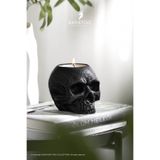 KARA TEKE COLLECTIONS Modern Dekoratif Gotik Kafatası Beton Tealight Mumluk – Siyah